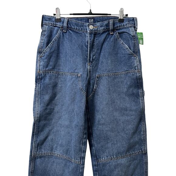 GAP Womens 90s Carpenter Mid Rise Jeans Size 12 Husky Blue Western Ranch NWT - Picture 3 of 8